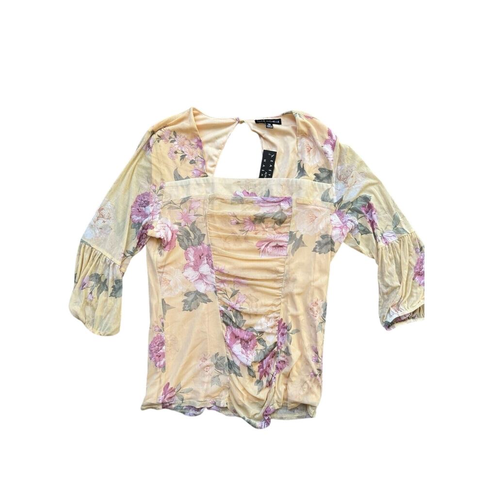 NWT Yellow Floral Beautiful Top Sara Michelle M‎